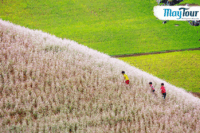 Du khách tham gia tour du lịch Hà Giang 4 ngày 3 đêm check-in tại Cột Cờ Lũng Cú – cực Bắc Tổ quốc.