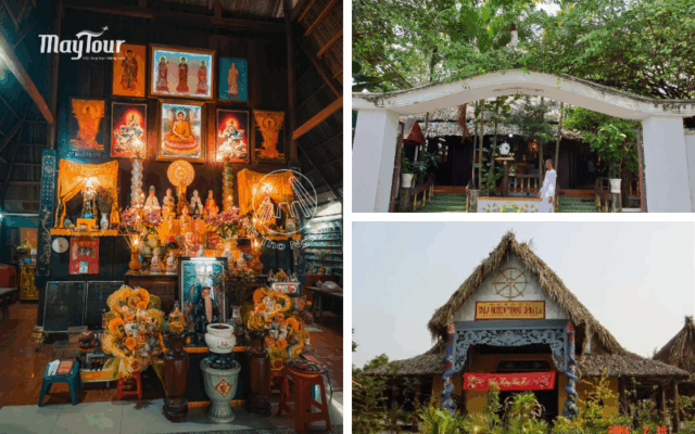 Chùa Lá Tiền Giang – kiến trúc mộc mạc bằng lá dừa nước, điểm độc đáo của tour du lịch chùa miền Tây 1 ngày