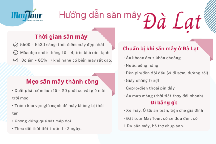 Hướng dẫn săn mây Đà Lạt đúng giờ để ngắm bình minh đẹp nhất