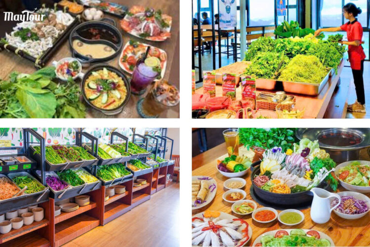 Buffet rau – lẩu nấm – thưởng thức ẩm thực Đà Lạt trong tour Đà Lạt 3 ngày 3 đêm