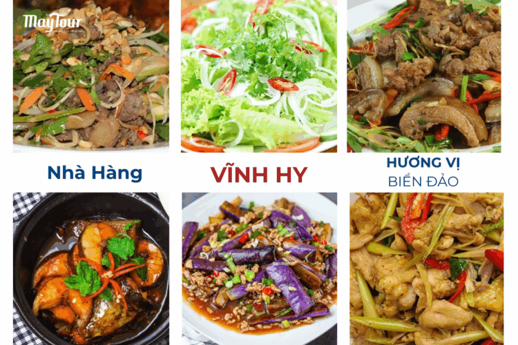 Thưởng thức thực đơn tại nhà hàng với đặc sản vùng biển đảo tại tour Vĩnh Hy.