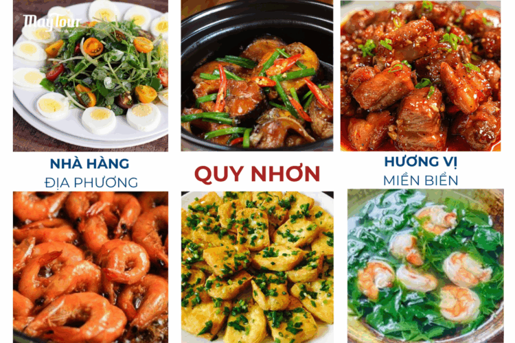 Thực đơn buổi trưa ngày 1 trong tour Quy Nhơn