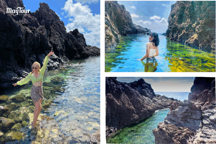 oàn cảnh hồ bơi tự nhiên Khe Sung Sướng tại Gành Hang trong tour Phú Quý.