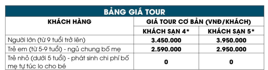 Bảng giá mùa hè tour Nha Trang
