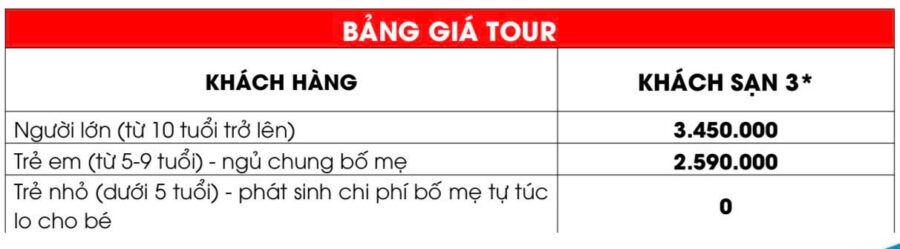 Bảng giá tour Phú Quốc